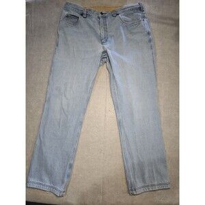 Duluth Trading Co Jeans Mens 38x32 Flex Ballroom Relaxed Fit Light Blue Denim